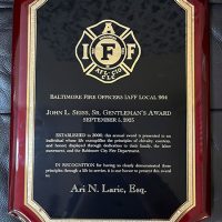 Ari N. Laric from BSG Law Honored by the Baltimore City Fire Officer’s Union